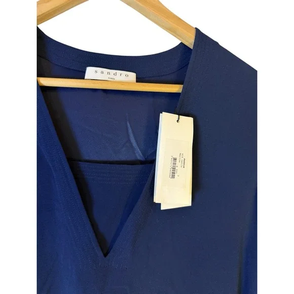 SANDRO PARIS Leila Marine Long Sleeve Mini Sheath Dress, US 8, Size 3FR - Picture 2 of 8